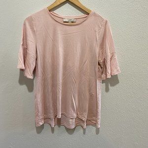 Medium Pink LOFT Tee with Flutter Sleeves